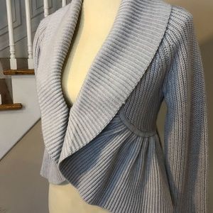 Ruffled Heather Grey Knit Cardigan